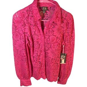 Worthington Fuchsia Lace TopSize XS New With Tags